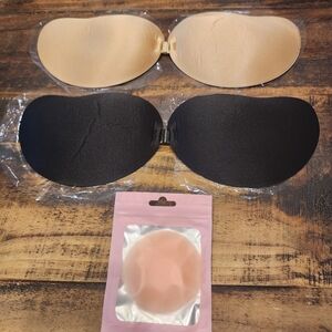 Black and Tan Adhesive Strapless Bras , 4 2 Packs. C Cup